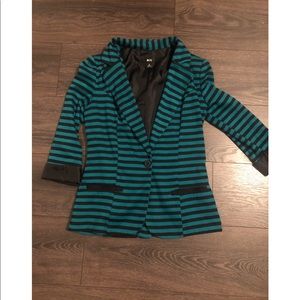 BCX Bold Green & Black Striped Jacket Blazer